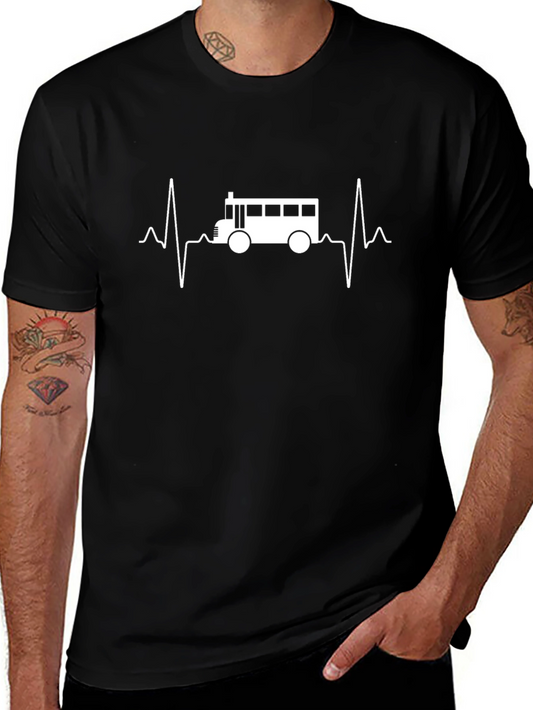 Bus Heartbeat T-Shirt - School Bus Driver Tee