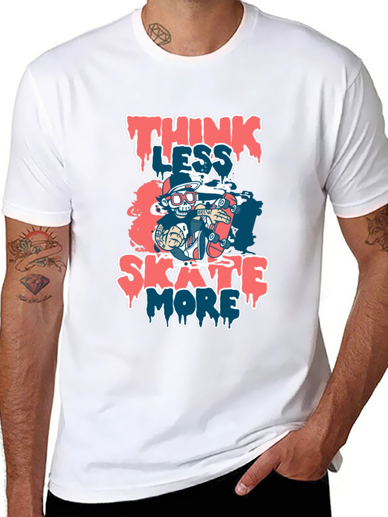 Think Less Skate More Graphic T-Shirt