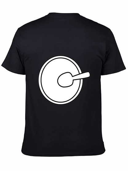 Funny Cartoon Spoon Circle Black Tee Shirt