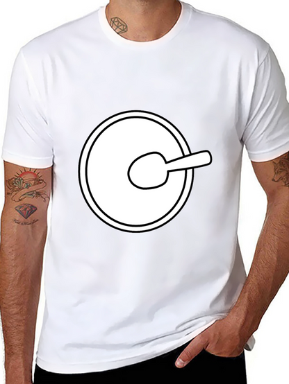 Funny Cartoon Spoon Circle Black Tee Shirt