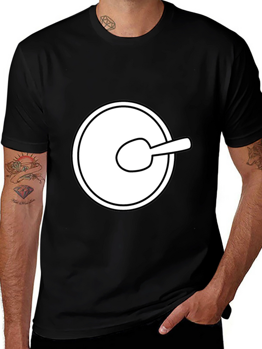 Funny Cartoon Spoon Circle Black Tee Shirt