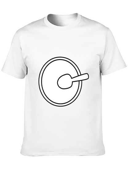 Funny Cartoon Spoon Circle Black Tee Shirt