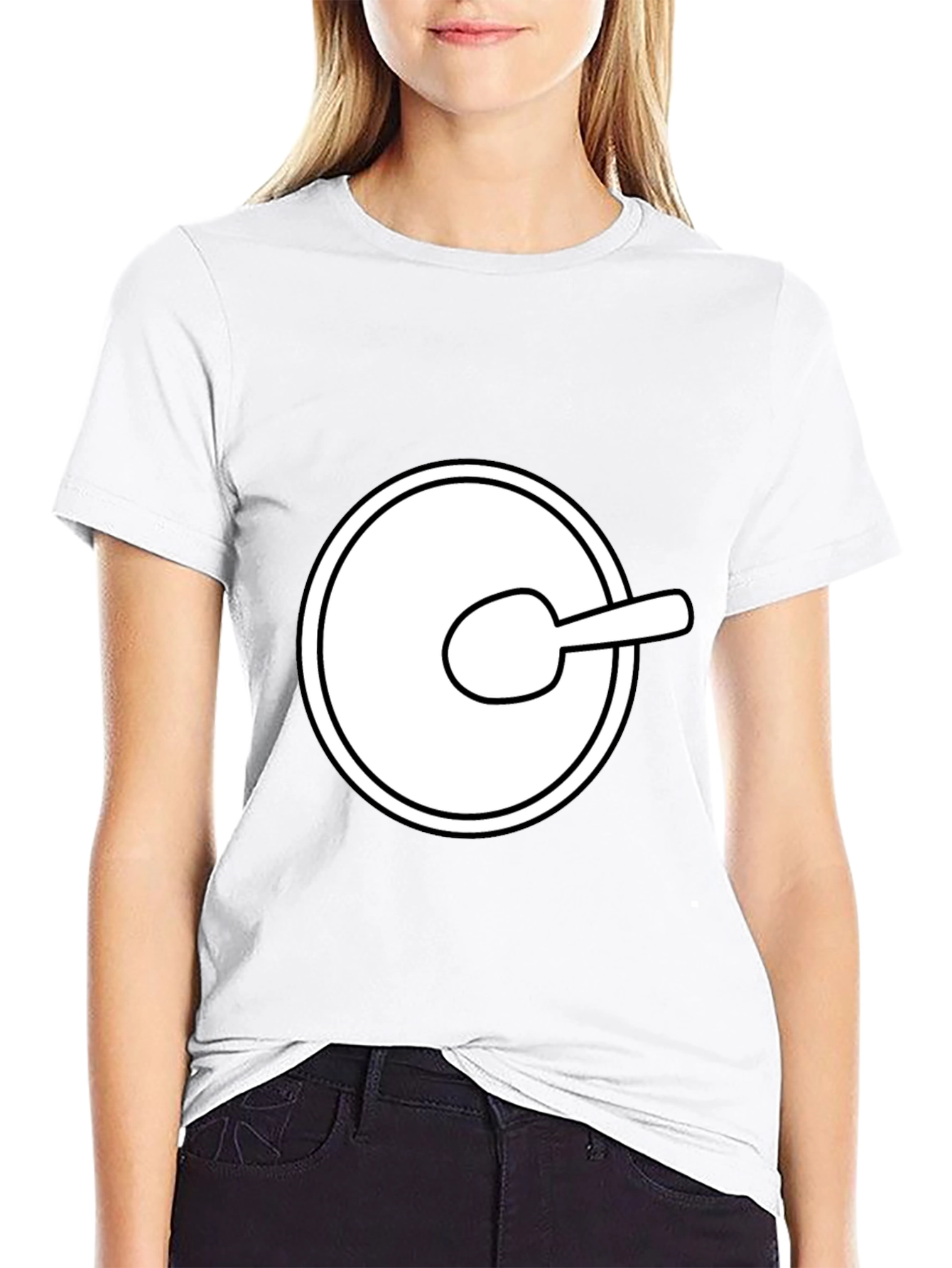 Funny Cartoon Spoon Circle Black Tee Shirt