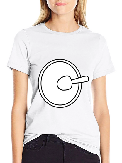 Funny Cartoon Spoon Circle Black Tee Shirt
