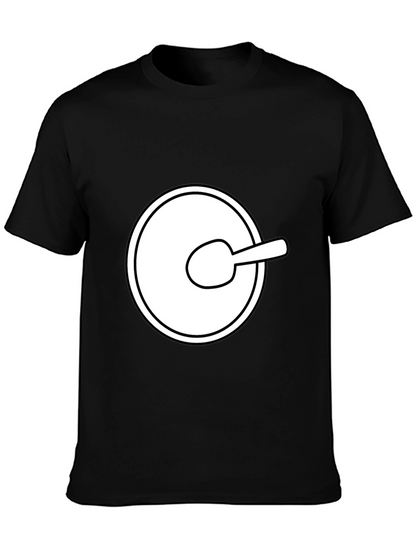 Funny Cartoon Spoon Circle Black Tee Shirt