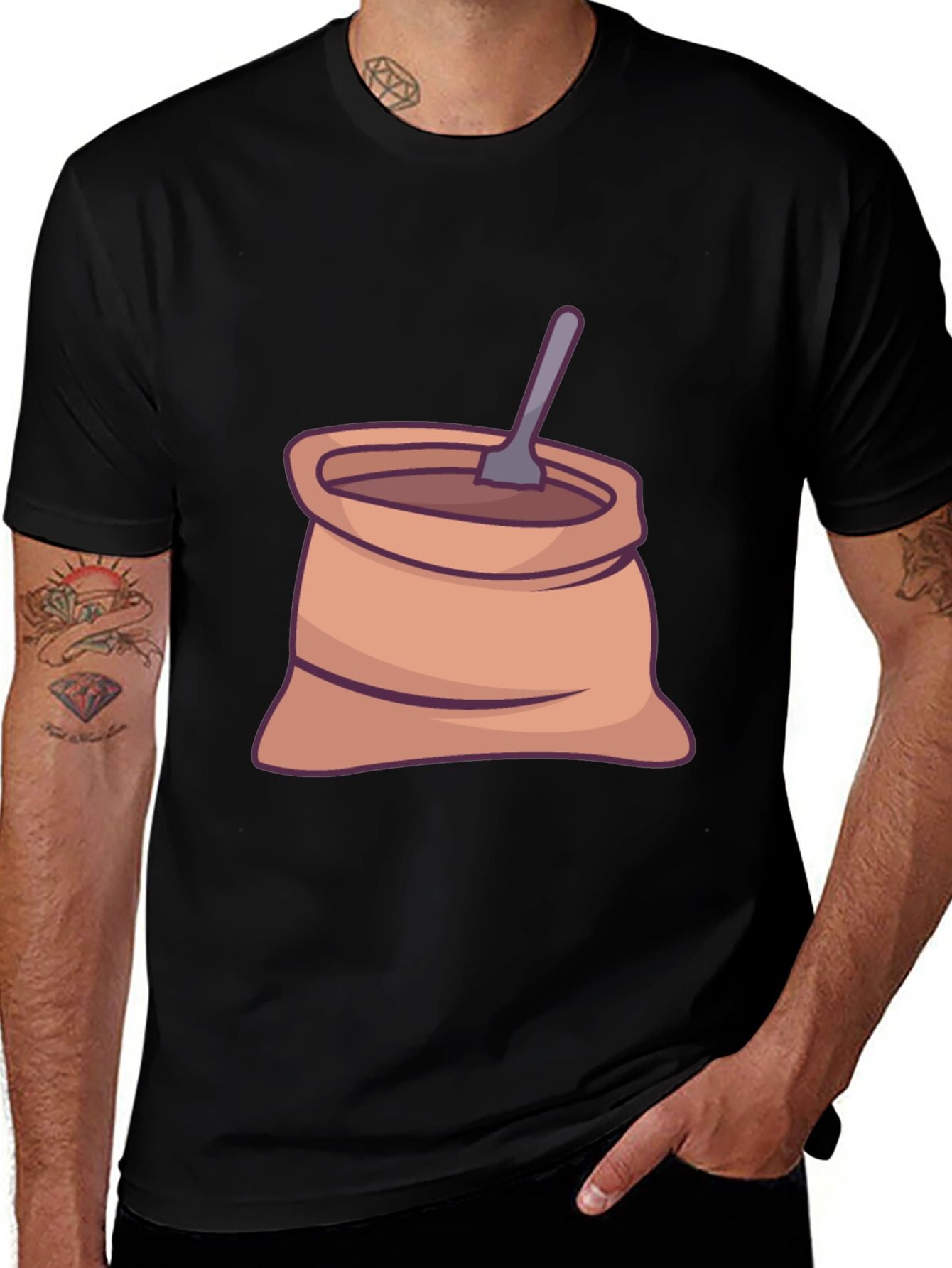 Coffee Sack Graphic Tee - Casual Black T-Shirt