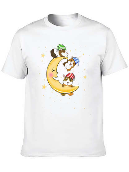 Guinea Pig Moon T-Shirt - Sleepy Celestial Design