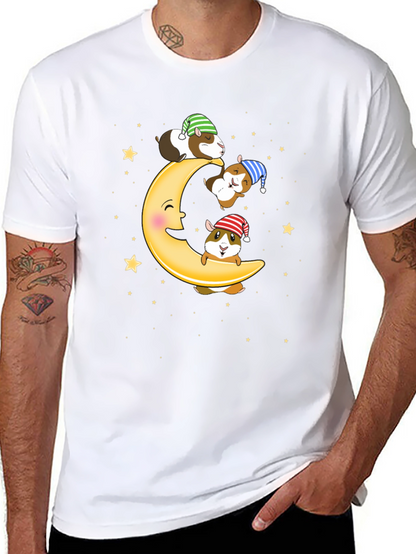 Guinea Pig Moon T-Shirt - Sleepy Celestial Design