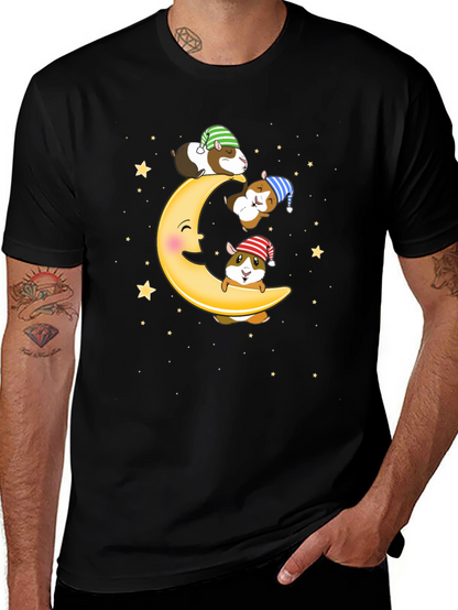 Guinea Pig Moon T-Shirt - Sleepy Celestial Design