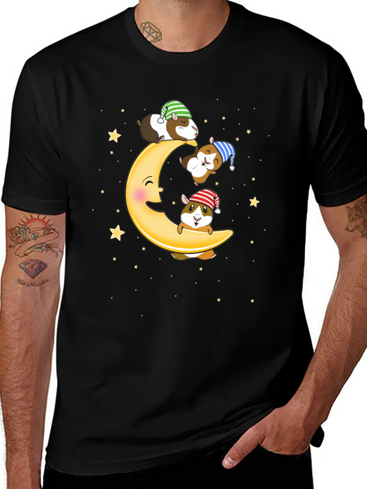 Guinea Pig Moon T-Shirt - Sleepy Celestial Design