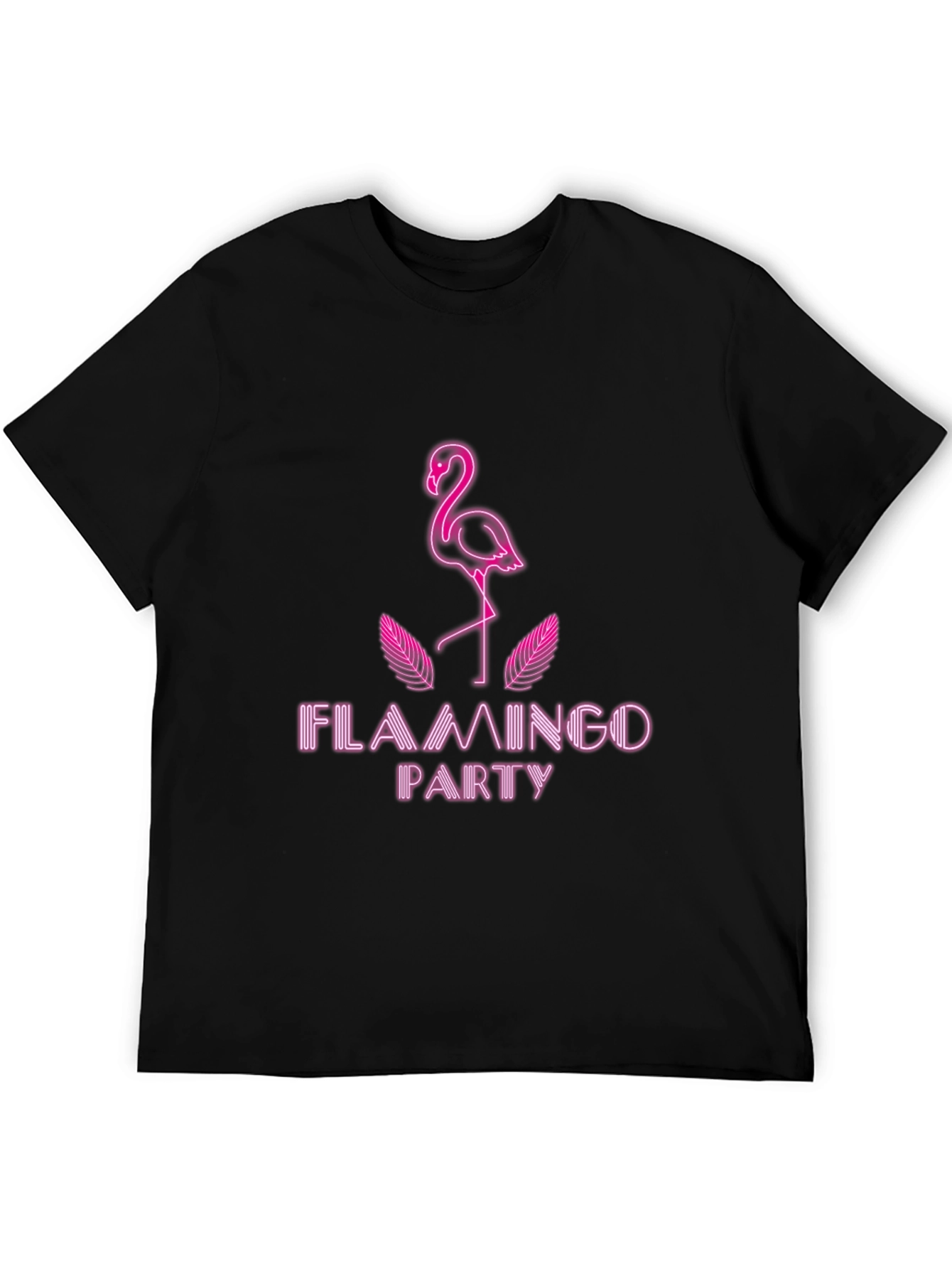 Flamingo Party Graphic Tee - Stylish Black T-Shirt