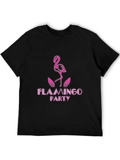 Flamingo Party Graphic Tee - Stylish Black T-Shirt