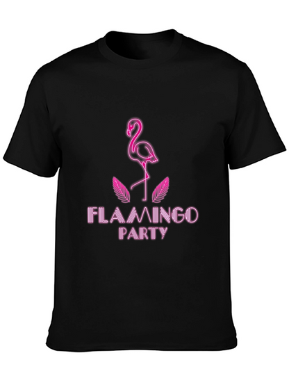 Flamingo Party Graphic Tee - Stylish Black T-Shirt