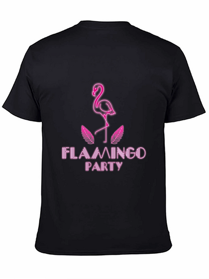 Flamingo Party Graphic Tee - Stylish Black T-Shirt