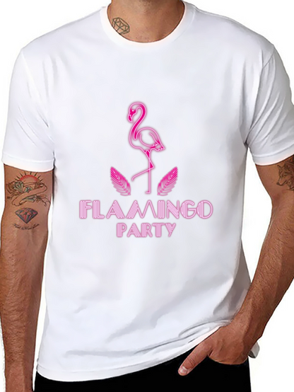 Flamingo Party Graphic Tee - Stylish Black T-Shirt