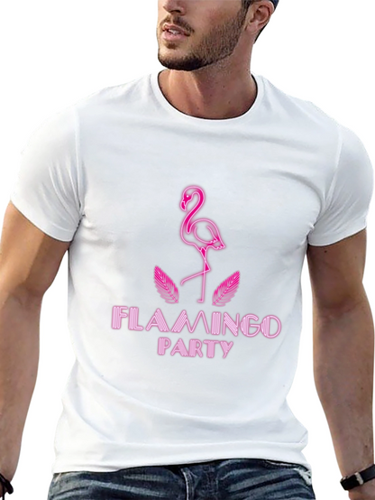 Flamingo Party Graphic Tee - Stylish Black T-Shirt
