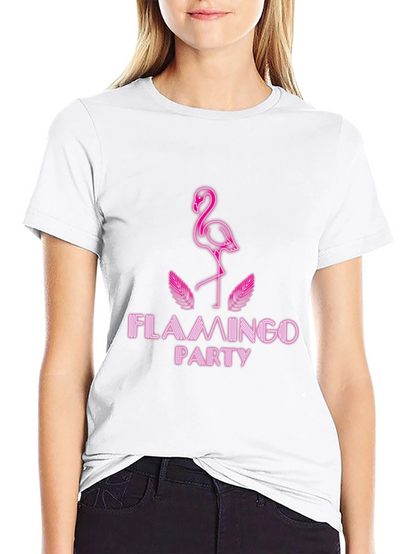 Flamingo Party Graphic Tee - Stylish Black T-Shirt