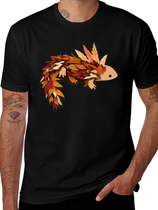 Autumn Axolotl T-Shirt - Fall Leaves Design