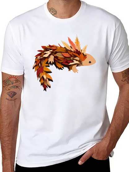 Autumn Axolotl T-Shirt - Fall Leaves Design