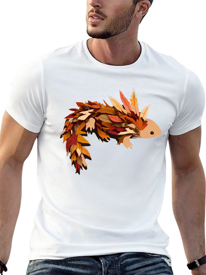 Autumn Axolotl T-Shirt - Fall Leaves Design