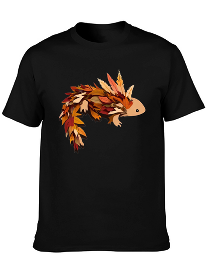 Autumn Axolotl T-Shirt - Fall Leaves Design
