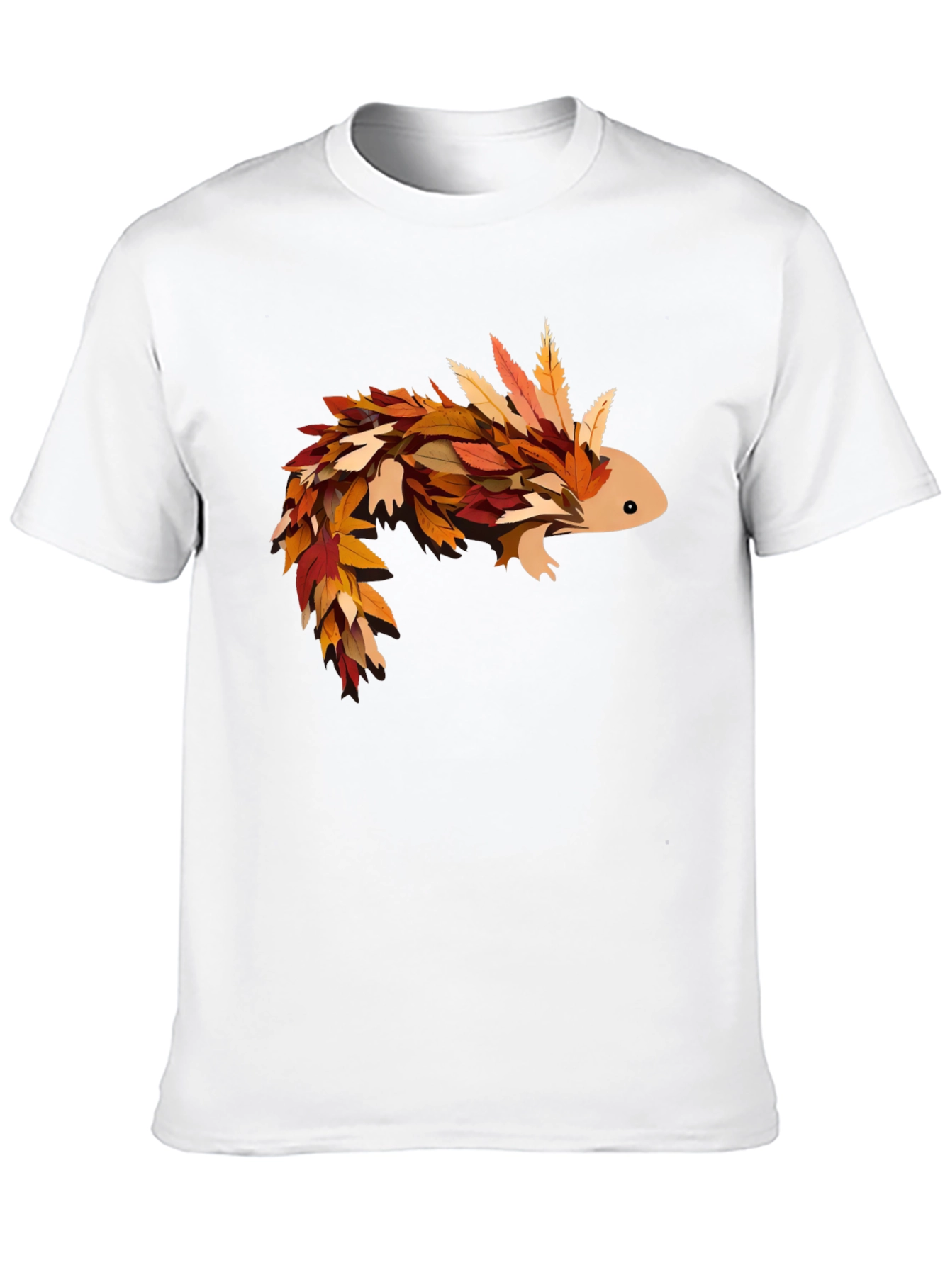Autumn Axolotl T-Shirt - Fall Leaves Design