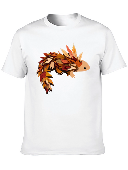 Autumn Axolotl T-Shirt - Fall Leaves Design