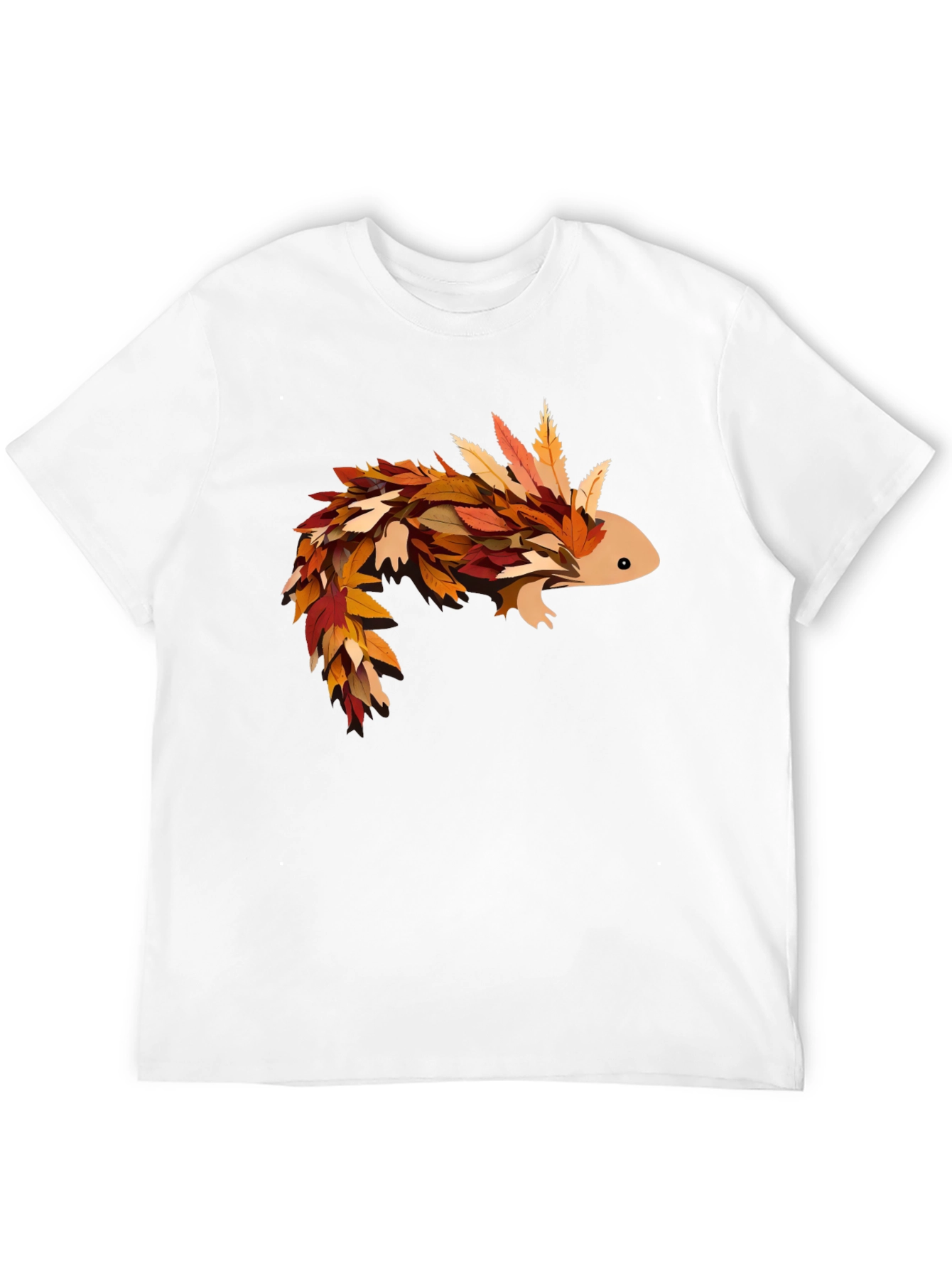 Autumn Axolotl T-Shirt - Fall Leaves Design