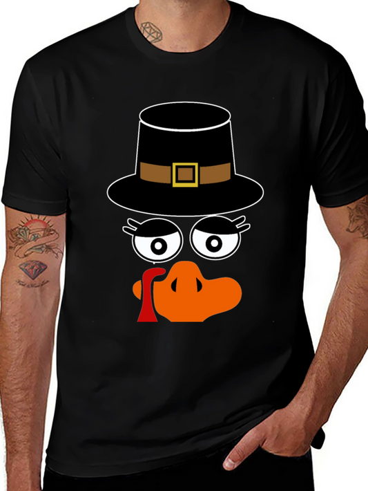 Thanksgiving Turkey Face Pilgrim Hat T-Shirt