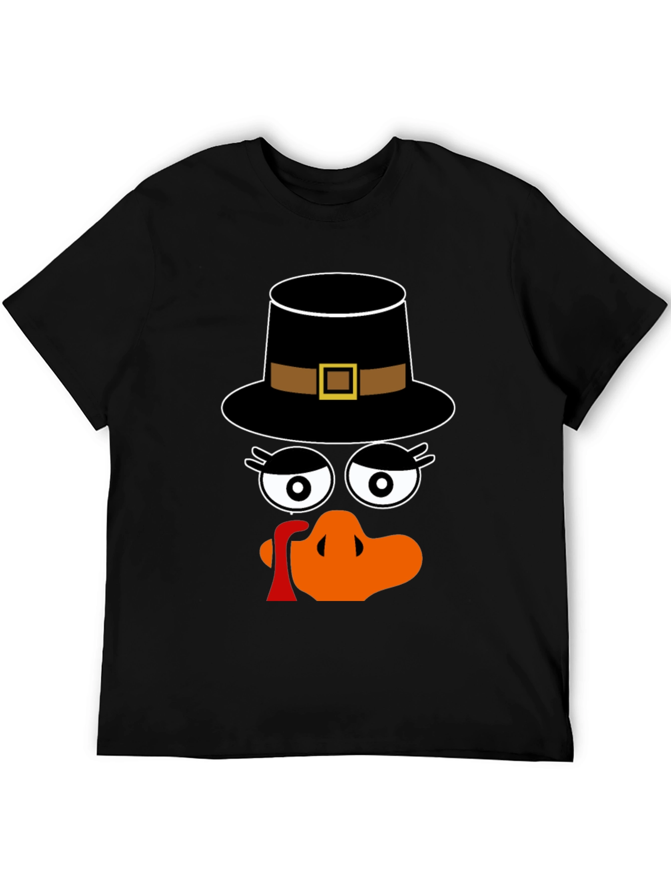 Thanksgiving Turkey Face Pilgrim Hat T-Shirt