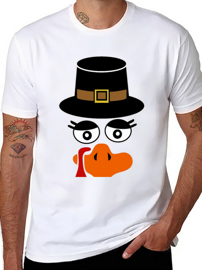 Thanksgiving Turkey Face Pilgrim Hat T-Shirt