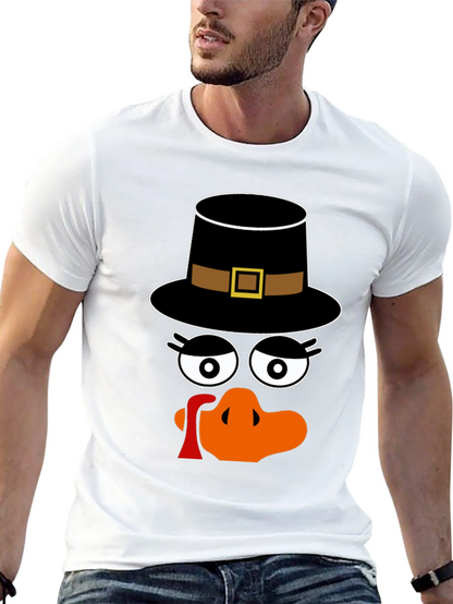 Thanksgiving Turkey Face Pilgrim Hat T-Shirt