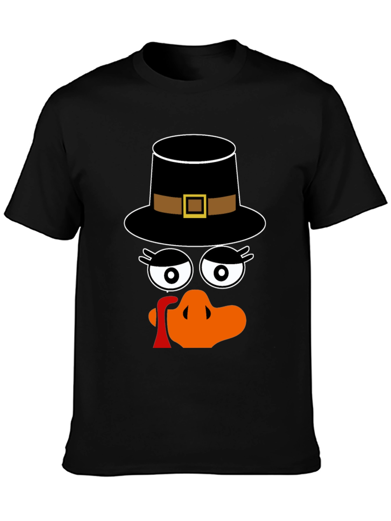 Thanksgiving Turkey Face Pilgrim Hat T-Shirt