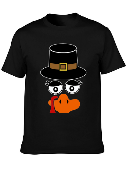Thanksgiving Turkey Face Pilgrim Hat T-Shirt