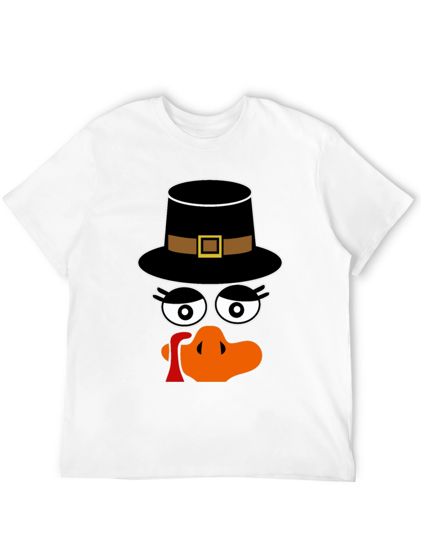 Thanksgiving Turkey Face Pilgrim Hat T-Shirt