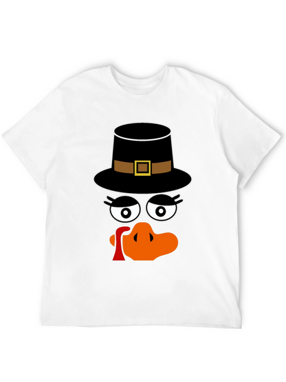 Thanksgiving Turkey Face Pilgrim Hat T-Shirt