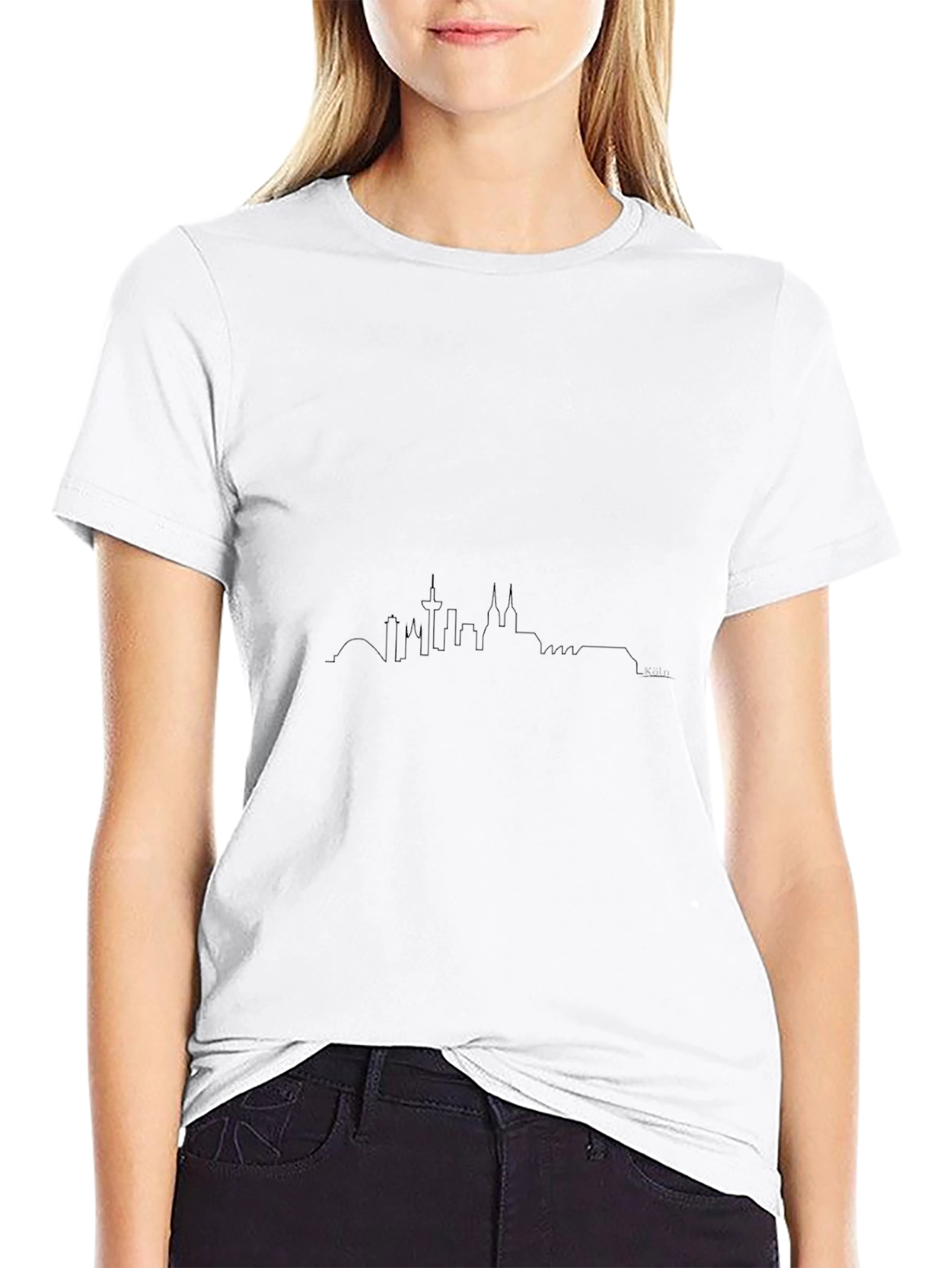 Cologne Skyline Mens Black T-Shirt - Cityscape Tee