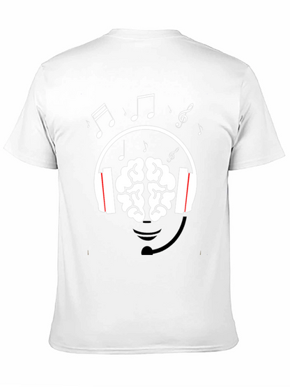 Brain Music Lover T-Shirt - Headphone Graphic Tee