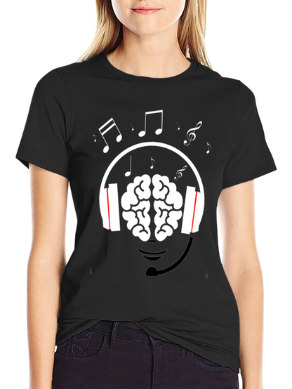 Brain Music Lover T-Shirt - Headphone Graphic Tee