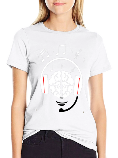 Brain Music Lover T-Shirt - Headphone Graphic Tee