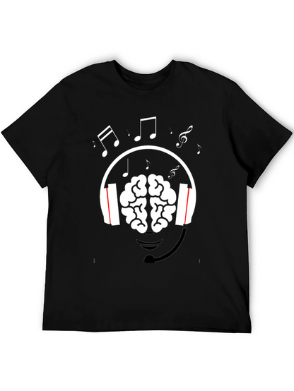 Brain Music Lover T-Shirt - Headphone Graphic Tee