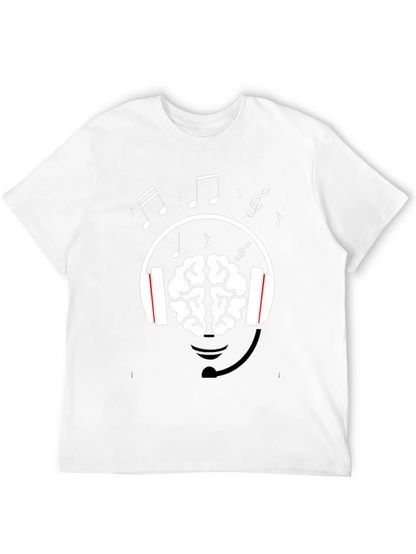 Brain Music Lover T-Shirt - Headphone Graphic Tee