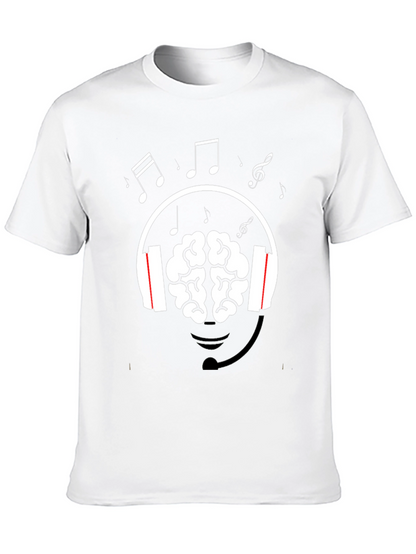 Brain Music Lover T-Shirt - Headphone Graphic Tee