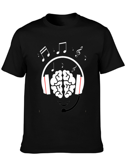 Brain Music Lover T-Shirt - Headphone Graphic Tee