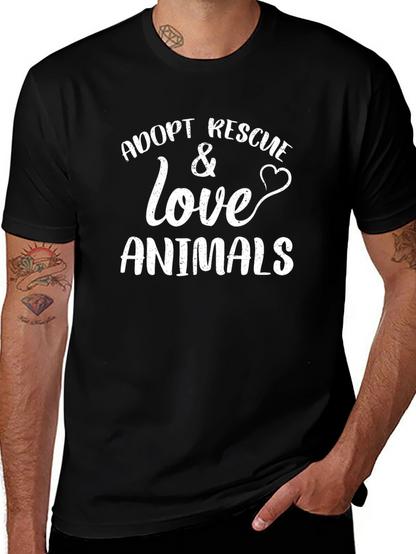 Adopt Rescue Love Animals T-Shirt - Unisex Cotton Tee