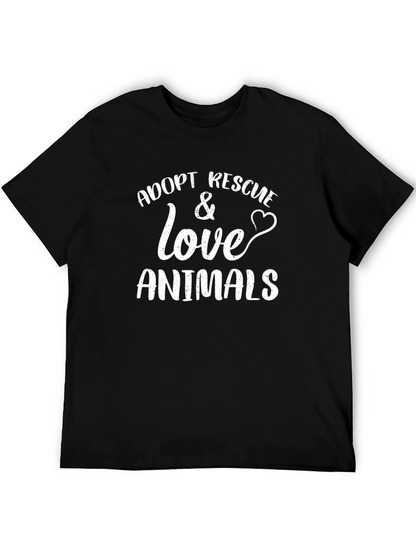 Adopt Rescue Love Animals T-Shirt - Unisex Cotton Tee