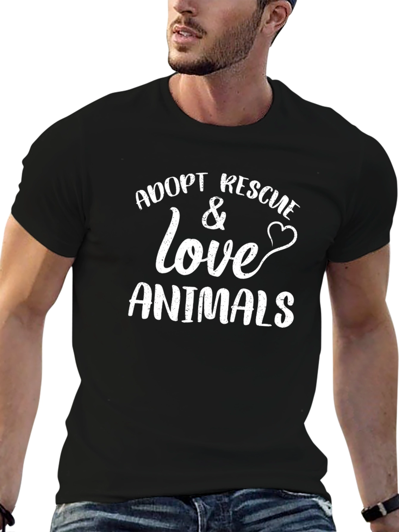 Adopt Rescue Love Animals T-Shirt - Unisex Cotton Tee