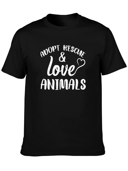 Adopt Rescue Love Animals T-Shirt - Unisex Cotton Tee