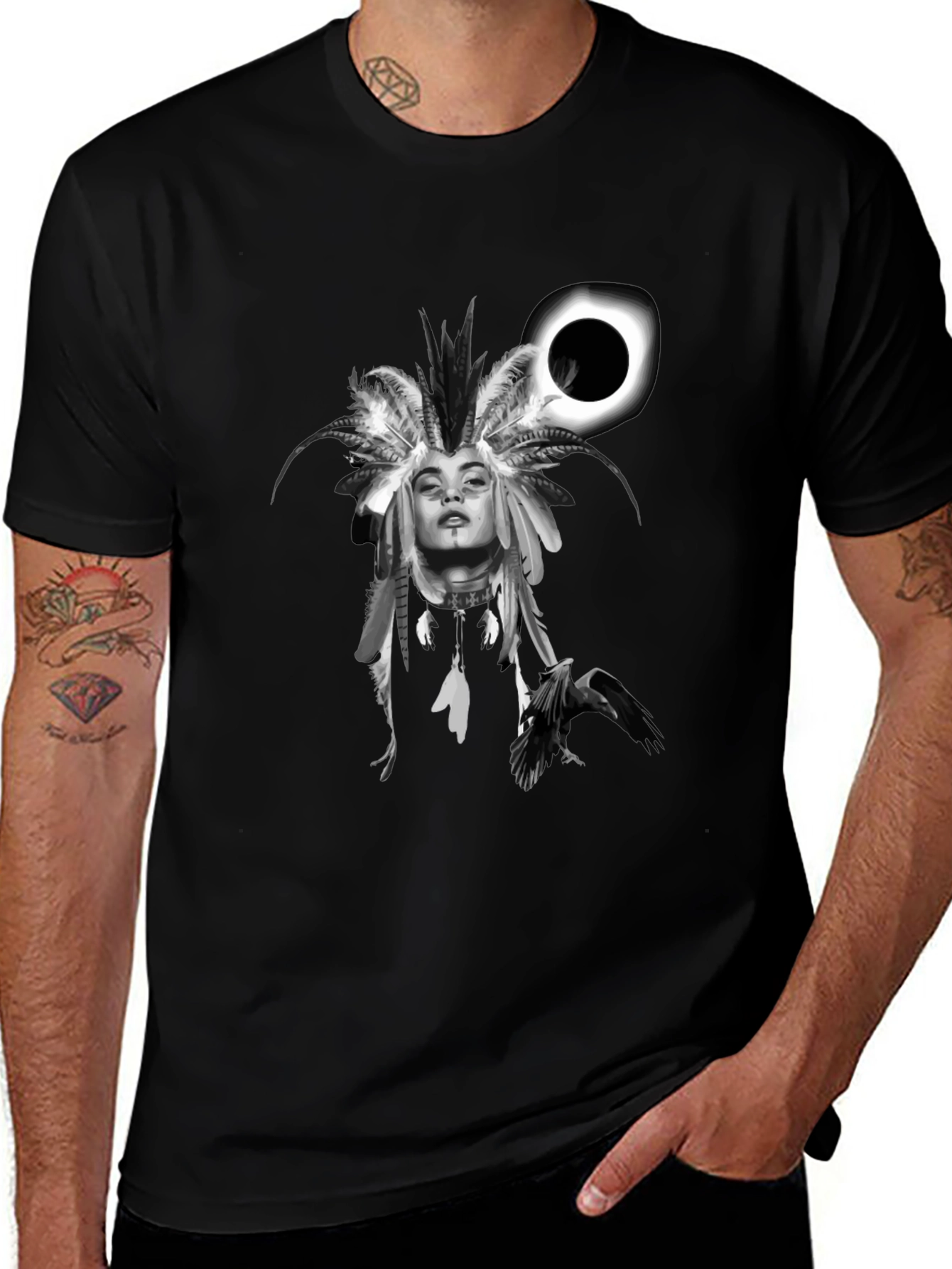 Native Headdress Black Graphic Tee