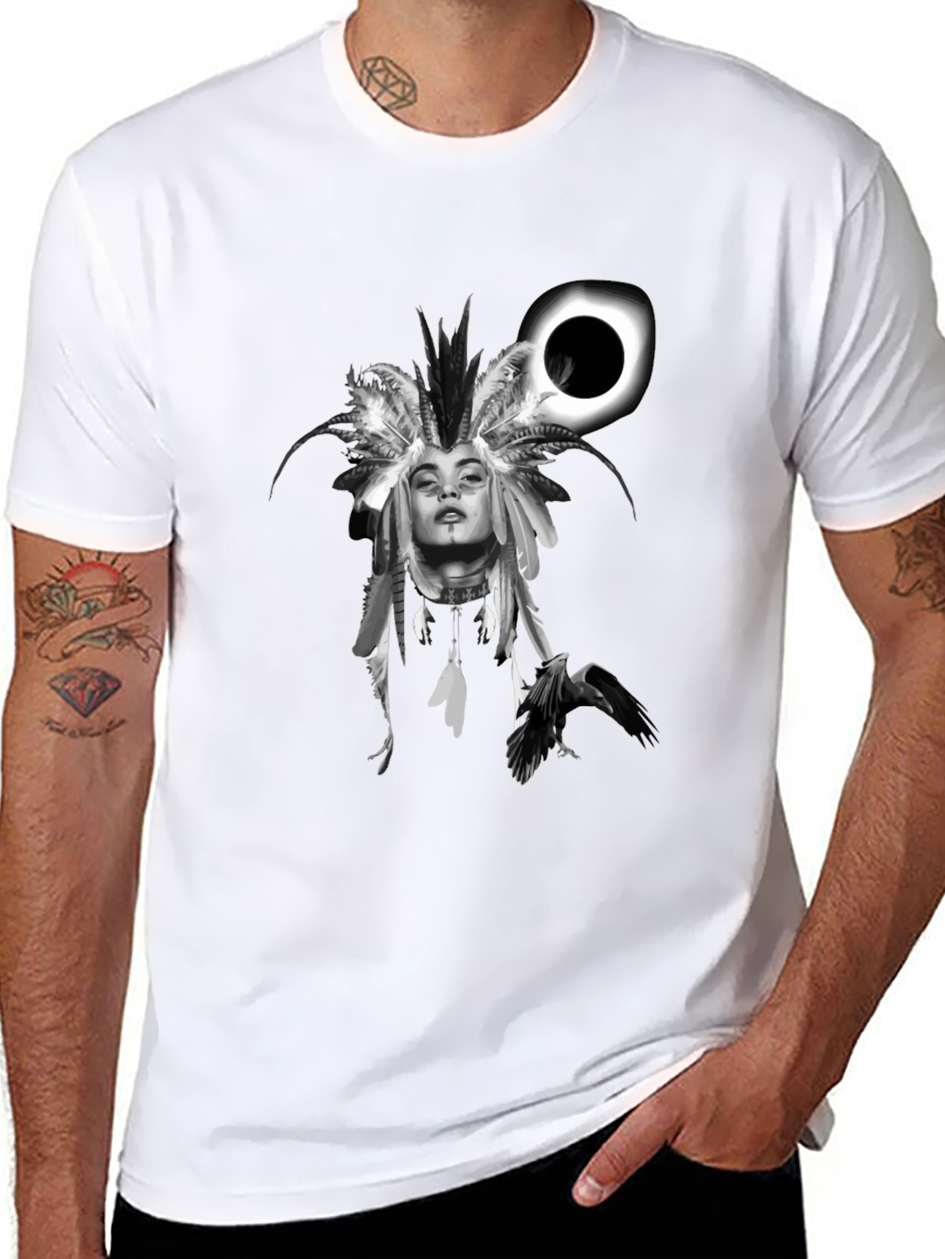 Native Headdress Black Graphic Tee